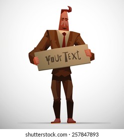 Businessman with the banner, vector