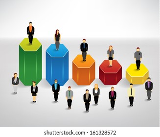 Businessman bar chart conceptual vector design