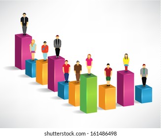 Businessman and bar chart infographics vector design