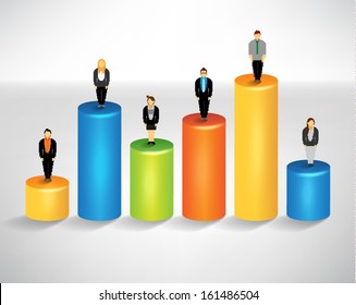 Businessman and bar chart infographics vector design