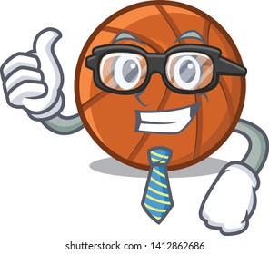 Businessman basket ball above the cartoon table