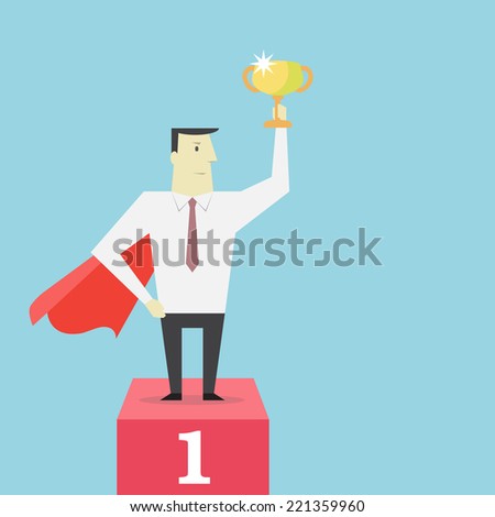 Businessman to be number one with trophy - Vector 