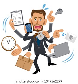 Businessman with beard, too busy.