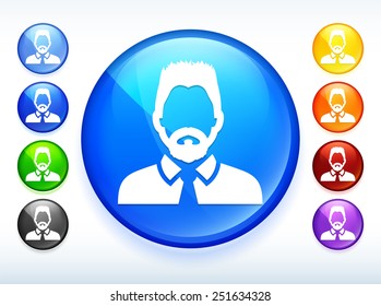 Businessman with Beard on  Color Round Buttons
