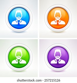 Businessman with Beard on  Color Round Buttons