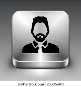 Businessman with Beard on Silver Square Buttons