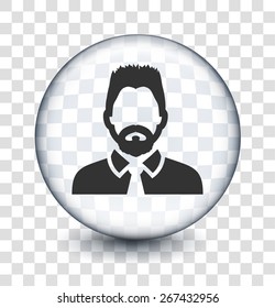 Businessman with Beard on Transparent Round Buttons