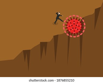Businessman beat virus isometric 3d vector concept for banner, website, illustration, landing page, flyer, etc.