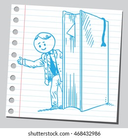 Businessman behind book