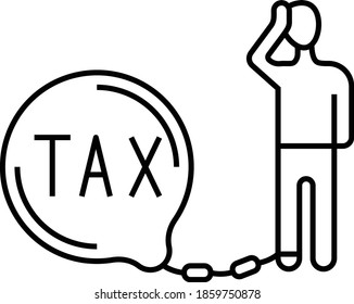 Businessman is being chained with Taxes Concept, Tax burden Vector Icon Design, Compulsory Financial charges and Taxation Symbol on White Background, Levy Sign, Bad Debt