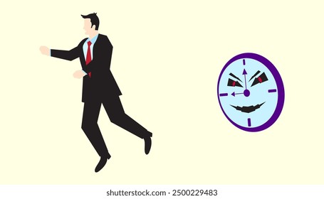 a businessman is being chased by time or a deadline