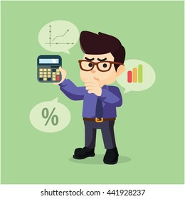 A businessman being Counting presentation
