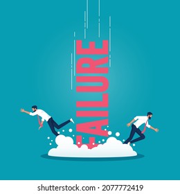 businessman being crushed by Failure word, business failure and bankruptcy concept