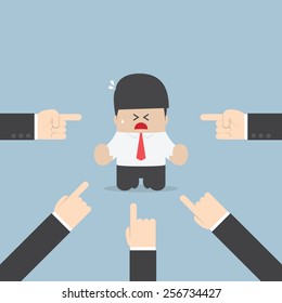 Businessman being pointed by a lot of hands, VECTOR, EPS10