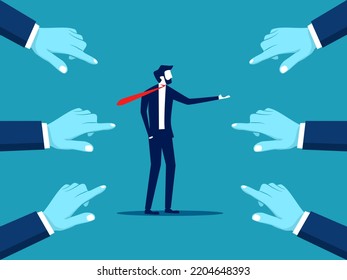 Businessman being pointed with multiple hands. business concept vector illustration