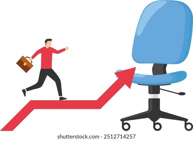 Businessman is being promoted. Success of company employees. Flat vector illustration.

