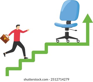 Businessman is being promoted. Success of company employees. Flat vector illustration.

