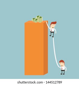Businessman being pulled