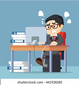 Businessman Being Stressed Work Stock Vector (Royalty Free) 441928285 ...