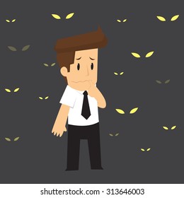 businessman being watched in the shadows. vector