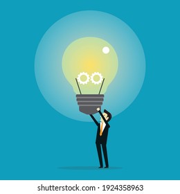 Businessman with the best work idea, Vector illustration in flat style