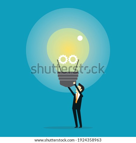Businessman with the best work idea, Vector illustration in flat style