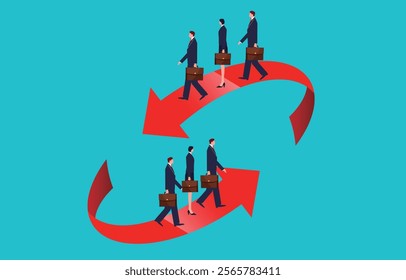 Businessman Between the Arrows of the Cycle