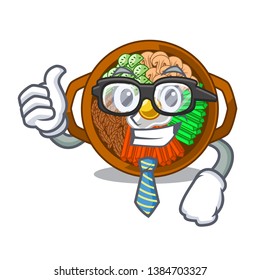 Businessman bibimbap served on mascot hot pan