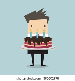 Businessman with a big cake vector