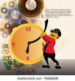 Businessman with big clock