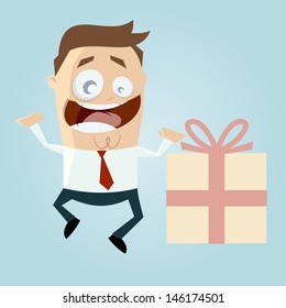 businessman with big gift