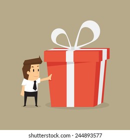 Businessman And A Big Gift Box .vector