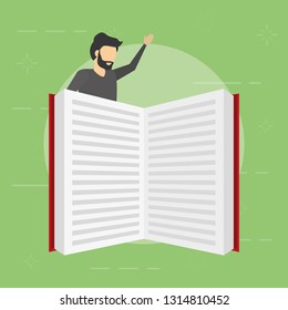 businessman with big open book