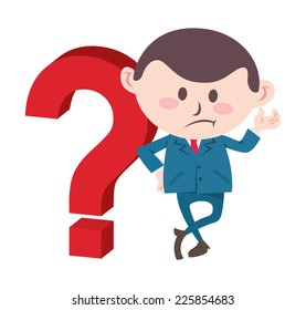 businessman with big question mark