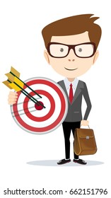 Businessman with a big target. vector illustration