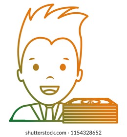businessman with bills dollars