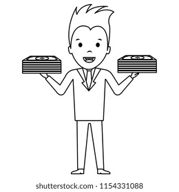 businessman with bills dollars