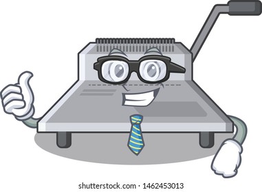 Businessman binding machine in the cartoon shape