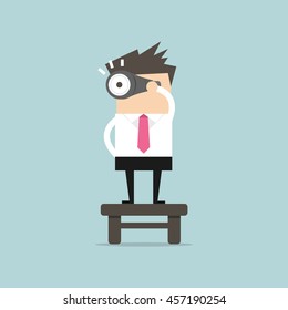 Businessman with binoculars, vision concept. vector