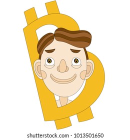 Businessman and bitcoin. Bitcoin concept cartoon vector illustration
