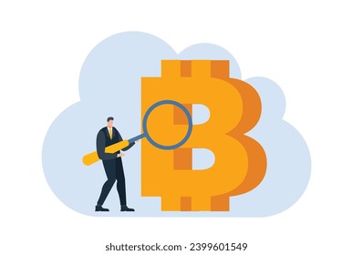 businessman with bitcoin digital money coin currency flat illustration template