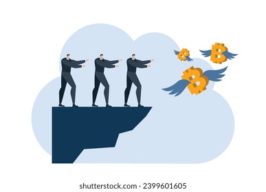 businessman with bitcoin digital money coin currency flat illustration template