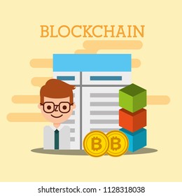 businessman bitcoin document commerce blockchain
