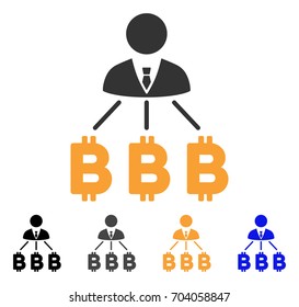 Businessman Bitcoin Expences icon. Vector illustration style is flat iconic symbol with black, gray, orange, blue color variants. Designed for web and software interfaces.