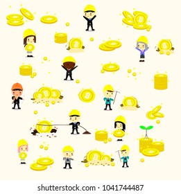 businessman with bitcoin pattern,Cartoon style,Cryptocurrency concept,Vector illustration.
