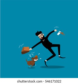 Businessman and biting dog vector.