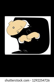 Businessman in black in a case