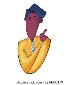 Businessman black man. pointing to the side, with yellow clothes.