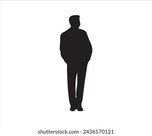Businessman black silhouette isolated on white background. Vector Illustration.