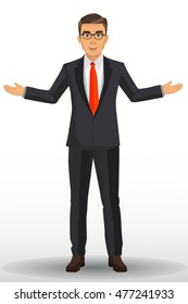 Businessman in black suit, vector illustration
